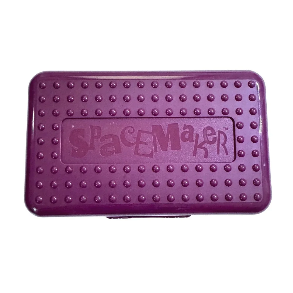 Spacemaker Pencil Box Purple Teal Vintage 90s Plastic School Supply Storage Case